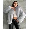imageFlygo Womens Faux Fur Coat Fluffy Faux Fur Jacket Long Sleeve Lapel Furry Winter Jackets Shaggy Parka Short CoatAsh Grey