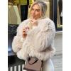 imageFlygo Womens Faux Fur Coat Fluffy Faux Fur Jacket Long Sleeve Lapel Furry Winter Jackets Shaggy Parka Short CoatBeige