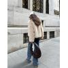 imageFlygo Womens Faux Fur Coat Fluffy Faux Fur Jacket Long Sleeve Lapel Furry Winter Jackets Shaggy Parka Short CoatBeige
