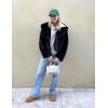 imageFlygo Womens Faux Fur Coat Fluffy Faux Fur Jacket Long Sleeve Lapel Furry Winter Jackets Shaggy Parka Short CoatBlack