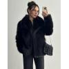 imageFlygo Womens Faux Fur Coat Fluffy Faux Fur Jacket Long Sleeve Lapel Furry Winter Jackets Shaggy Parka Short CoatBlack