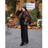 imageFlygo Womens Faux Fur Coat Fluffy Faux Fur Jacket Long Sleeve Lapel Furry Winter Jackets Shaggy Parka Short CoatBrown