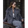 imageFlygo Womens Faux Fur Coat Fluffy Faux Fur Jacket Long Sleeve Lapel Furry Winter Jackets Shaggy Parka Short CoatDark Grey