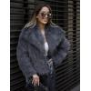 imageFlygo Womens Faux Fur Coat Fluffy Faux Fur Jacket Long Sleeve Lapel Furry Winter Jackets Shaggy Parka Short CoatDark Grey