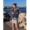 imageFlygo Womens Faux Fur Coat Fluffy Faux Fur Jacket Long Sleeve Lapel Furry Winter Jackets Shaggy Parka Short CoatDark Grey
