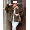 imageFlygo Womens Faux Fur Coat Fluffy Faux Fur Jacket Long Sleeve Lapel Furry Winter Jackets Shaggy Parka Short CoatLight Brown