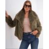imageFlygo Womens Faux Fur Coat Fluffy Faux Fur Jacket Long Sleeve Lapel Furry Winter Jackets Shaggy Parka Short CoatLight Brown