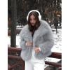imageFlygo Womens Faux Fur Coat Fluffy Faux Fur Jacket Long Sleeve Lapel Furry Winter Jackets Shaggy Parka Short CoatLight Grey