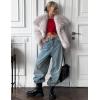 imageFlygo Womens Faux Fur Coat Fluffy Faux Fur Jacket Long Sleeve Lapel Furry Winter Jackets Shaggy Parka Short CoatLight Khaki
