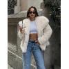 imageFlygo Womens Faux Fur Coat Fluffy Faux Fur Jacket Long Sleeve Lapel Furry Winter Jackets Shaggy Parka Short CoatOffwhite