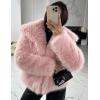 imageFlygo Womens Faux Fur Coat Fluffy Faux Fur Jacket Long Sleeve Lapel Furry Winter Jackets Shaggy Parka Short CoatPink