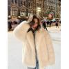 imageFlygo Womens Faux Fur Coat Fluffy Faux Fur Jacket Long Sleeve Lapel Furry Winter Jackets Shaggy Parka Short CoatWhite