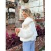imageFlygo Womens Faux Fur Coat Fluffy Faux Fur Jacket Long Sleeve Lapel Furry Winter Jackets Shaggy Parka Short CoatWhite
