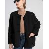 imageFlygo Womens Fleece Jacket Casual Lightweight Sherpa Jacket Fuzzy Faux Fur Coat Oversized Shearling JacketsBlackM