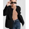 imageFlygo Womens Fleece Jacket Casual Lightweight Sherpa Jacket Fuzzy Faux Fur Coat Oversized Shearling JacketsBlackS