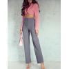 imageFlygo Womens High Waisted Multiple Pockets Straight Leg Flexipants Stretchy Work Trousers Button Down Casual PantsGrey Medium