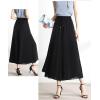 imageFlygo Womens High Waisted Swing Chiffon Wide Leg Cropped Palazzo Pants Culottes