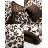 imageFlygo Womens Leopard Fuzzy Fleece Jacket Casual Corduroy Patchwork Long Sleeve Button Down Winter Coat Outerwear with PocketBeige Grey