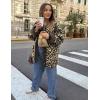imageFlygo Womens Leopard Fuzzy Fleece Jacket Casual Corduroy Patchwork Long Sleeve Button Down Winter Coat Outerwear with PocketKhaki Grey