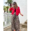 imageFlygo Womens Leopard Print Wide Leg Pants High Waisted Palazzo Straight Flowy Baggy Work Casual Trousers with PocketsBeige