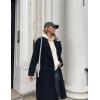 imageFlygo Womens Long Pea Coat Notch Lapel Double Breasted Trench Coat Fall Winter Overcoat Long JacketBlack
