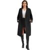 imageFlygo Womens Long Pea Coat Notch Lapel Double Breasted Trench Coat Fall Winter Overcoat Long JacketBlack