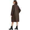 imageFlygo Womens Long Pea Coat Notch Lapel Double Breasted Trench Coat Fall Winter Overcoat Long JacketBrown