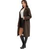 imageFlygo Womens Long Pea Coat Notch Lapel Double Breasted Trench Coat Fall Winter Overcoat Long JacketBrown