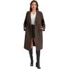 imageFlygo Womens Long Pea Coat Notch Lapel Double Breasted Trench Coat Fall Winter Overcoat Long JacketBrown