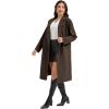 imageFlygo Womens Long Pea Coat Notch Lapel Double Breasted Trench Coat Fall Winter Overcoat Long JacketBrown