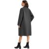 imageFlygo Womens Long Pea Coat Notch Lapel Double Breasted Trench Coat Fall Winter Overcoat Long JacketGrey