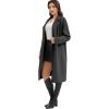 imageFlygo Womens Long Pea Coat Notch Lapel Double Breasted Trench Coat Fall Winter Overcoat Long JacketGrey