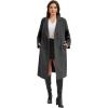 imageFlygo Womens Long Pea Coat Notch Lapel Double Breasted Trench Coat Fall Winter Overcoat Long JacketGrey