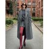 imageFlygo Womens Long Pea Coat Notch Lapel Double Breasted Trench Coat Fall Winter Overcoat Long JacketGrey