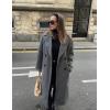 imageFlygo Womens Long Pea Coat Notch Lapel Double Breasted Trench Coat Fall Winter Overcoat Long JacketGrey