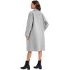 imageFlygo Womens Long Pea Coat Notch Lapel Double Breasted Trench Coat Fall Winter Overcoat Long JacketLight Grey