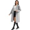 imageFlygo Womens Long Pea Coat Notch Lapel Double Breasted Trench Coat Fall Winter Overcoat Long JacketLight Grey