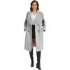 imageFlygo Womens Long Pea Coat Notch Lapel Double Breasted Trench Coat Fall Winter Overcoat Long JacketLight Grey