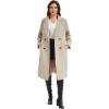 imageFlygo Womens Long Pea Coat Notch Lapel Double Breasted Trench Coat Fall Winter Overcoat Long JacketOatmeal