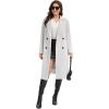imageFlygo Womens Long Pea Coat Notch Lapel Double Breasted Trench Coat Fall Winter Overcoat Long JacketOffwhite