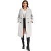 imageFlygo Womens Long Pea Coat Notch Lapel Double Breasted Trench Coat Fall Winter Overcoat Long JacketOffwhite