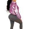 imageFlygo Womens Metallic Shiny Cropped Quilted Puffer Jacket  Zip Up Padded Down Coat OuterwearPink