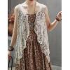 imageFlygo Womens Open Front Cotton Crochet Lace Boho Hippie Butterfly Vest Cardigan Coverup Sleeveless Irregular HemBeige