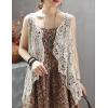 imageFlygo Womens Open Front Cotton Crochet Lace Boho Hippie Butterfly Vest Cardigan Coverup Sleeveless Irregular HemBeige