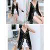 imageFlygo Womens Open Front Cotton Crochet Lace Boho Hippie Butterfly Vest Cardigan Coverup Sleeveless Irregular HemBlack