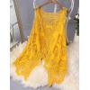 imageFlygo Womens Open Front Cotton Crochet Lace Boho Hippie Butterfly Vest Cardigan Coverup Sleeveless Irregular HemDark Yellow