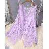 imageFlygo Womens Open Front Cotton Crochet Lace Boho Hippie Butterfly Vest Cardigan Coverup Sleeveless Irregular HemLilac