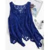 imageFlygo Womens Open Front Cotton Crochet Lace Boho Hippie Butterfly Vest Cardigan Coverup Sleeveless Irregular HemRoyal Blue