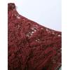 imageFlygo Womens Open Front Cotton Crochet Lace Boho Hippie Butterfly Vest Cardigan Coverup Sleeveless Irregular HemWine Red
