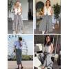 imageFlygo Womens Wide Leg Gingham Capri Pants Cotton Elastic Waisted Plaid Palazzo Bottoms Flowy Trousers with PocketsBlack